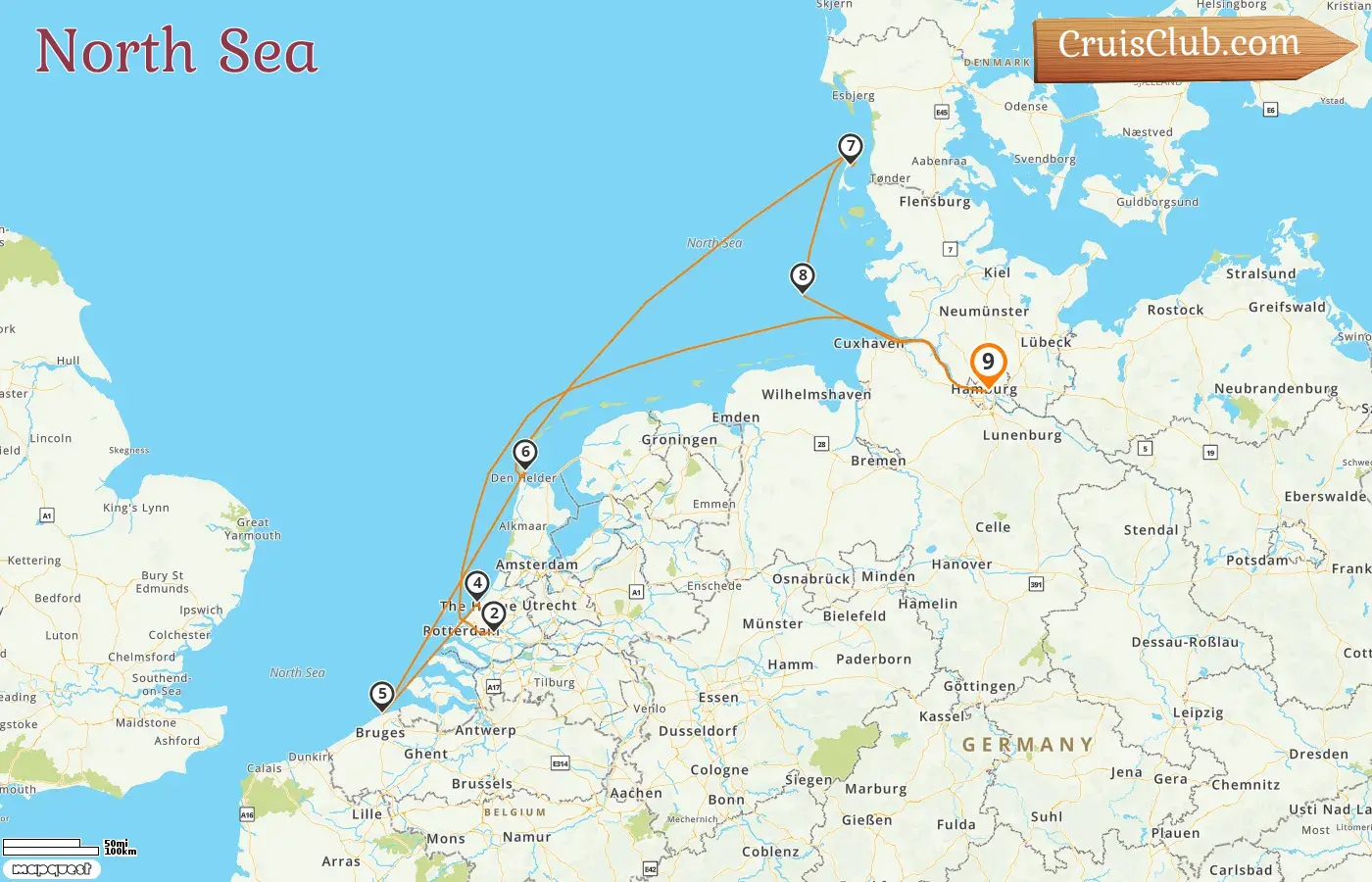 Cruise in the North Sea from Hamburg aboard HANSEATIC spirit ship with visits to Germany, Netherlands, and Belgium for 9 days