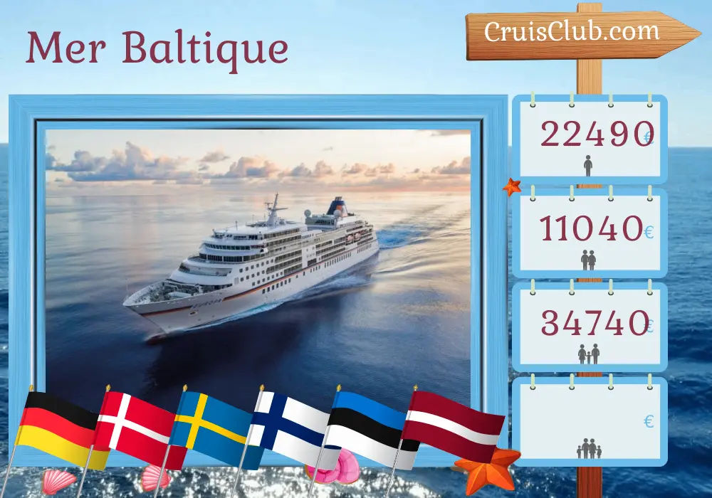 Croisière dans la mer Baltique de Travemünde à Kiel à bord du bateau MS EUROPA avec des visites en Allemagne, au Danemark, en Suède, en Finlande, en Estonie, en Lettonie et en Pologne pendant 13 jours