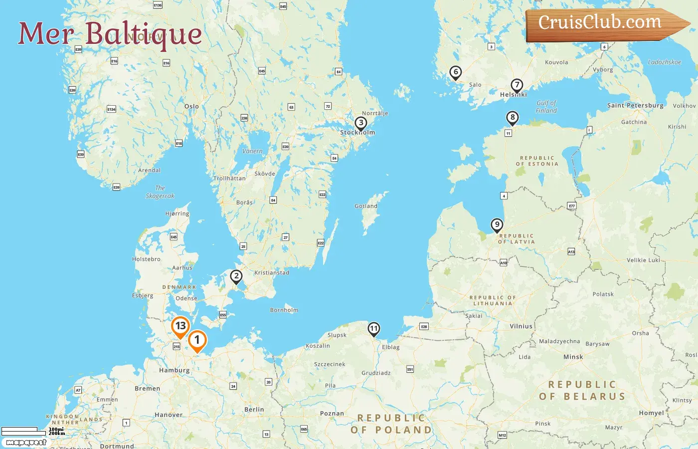 Croisière dans la mer Baltique de Travemünde à Kiel à bord du bateau MS EUROPA avec des visites en Allemagne, au Danemark, en Suède, en Finlande, en Estonie, en Lettonie et en Pologne pendant 13 jours