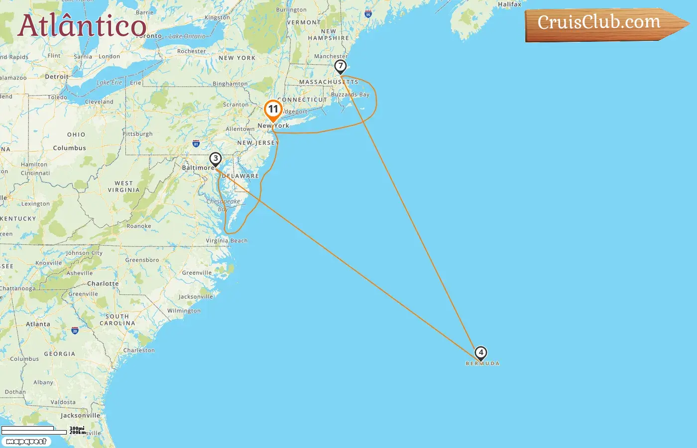 Cruzeiro no Atlântico a partir de Nova Iorque a bordo do navio MS EUROPA 2 com visitas aos EUA e Bermudas por 11 dias