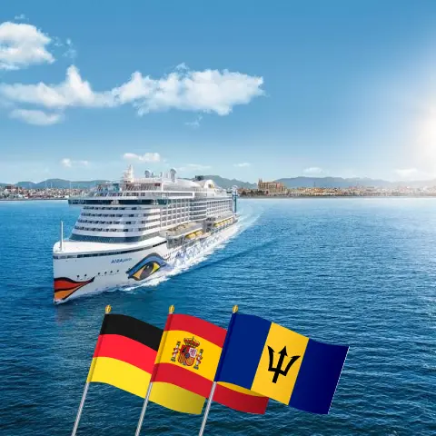 Kreuzfahrt über den Atlantik von Hamburg nach Bridgetown an Bord des Schiffes AIDAperla mit Stopps in Deutschland, Spanien, Saint Vincent und den Grenadinen und Barbados für 20 Tage