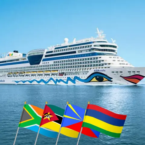 Croisière en Afrique de Cape Town à Port Louis à bord du navire AIDAstella avec des visites en Afrique du Sud, au Mozambique, à La Réunion et à l`île Maurice pendant 15 jours