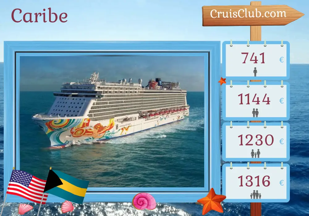 Cruzeiro no Caribe de Miami a bordo do navio Norwegian Getaway com visitas aos EUA e Bahamas por 5 dias
