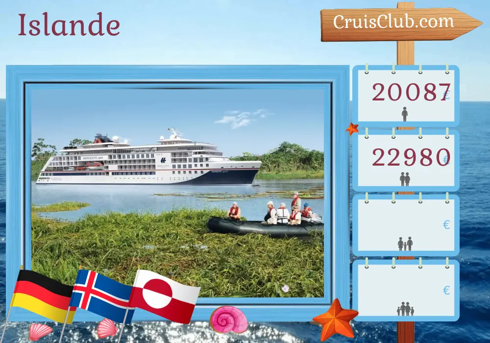 Croisière en Islande de Hambourg à Kangerlussuaq à bord du navire HANSEATIQUE spirit avec des visites en Allemagne, en Islande et au Groenland pendant 20 jours
