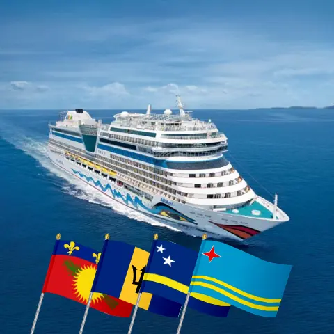 Crucero en el Caribe Oriental desde La Romana a bordo del barco AIDAsol con visitas a Guadalupe, Barbados, Curazao y Aruba por 15 días