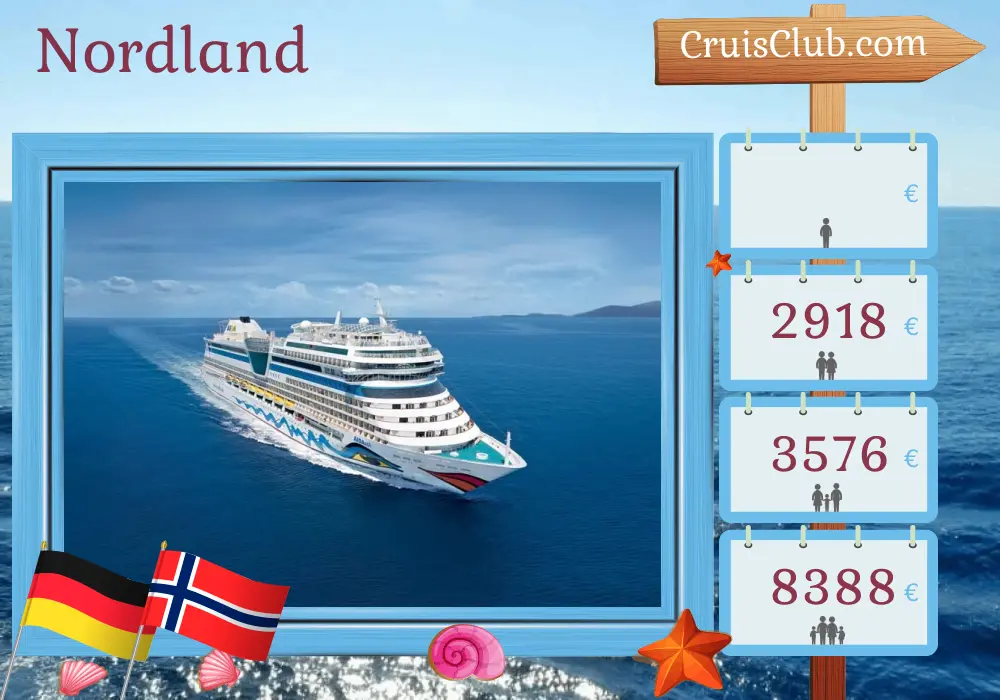 Crucero por el Norte desde Hamburgo a bordo del barco AIDAsol con visitas a Alemania y Noruega durante 13 días