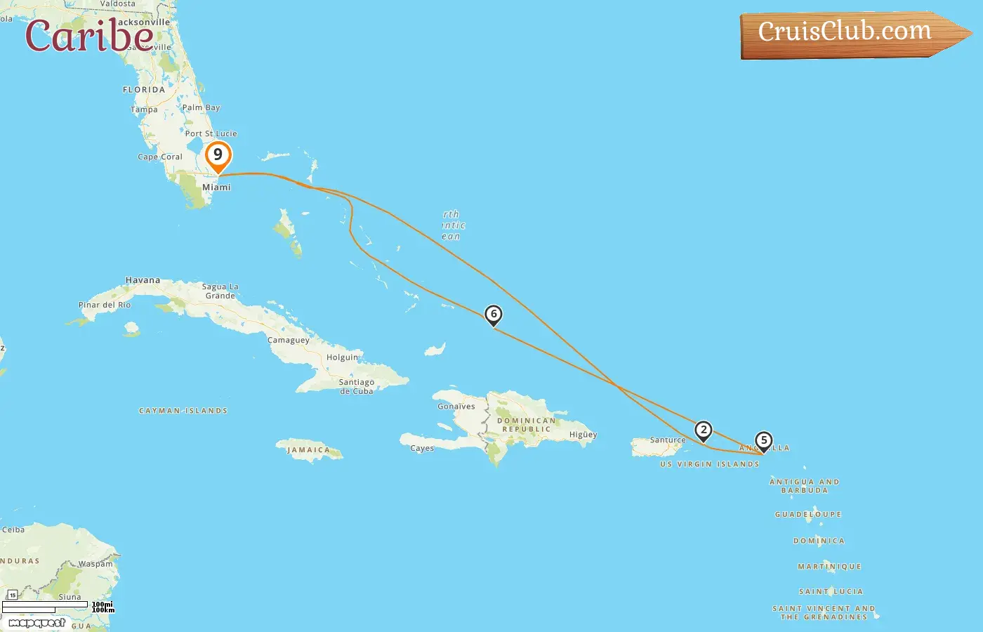 Crucero por el Caribe desde Fort Lauderdale a bordo del barco Star Princess con visitas a EE. UU. durante 9 días