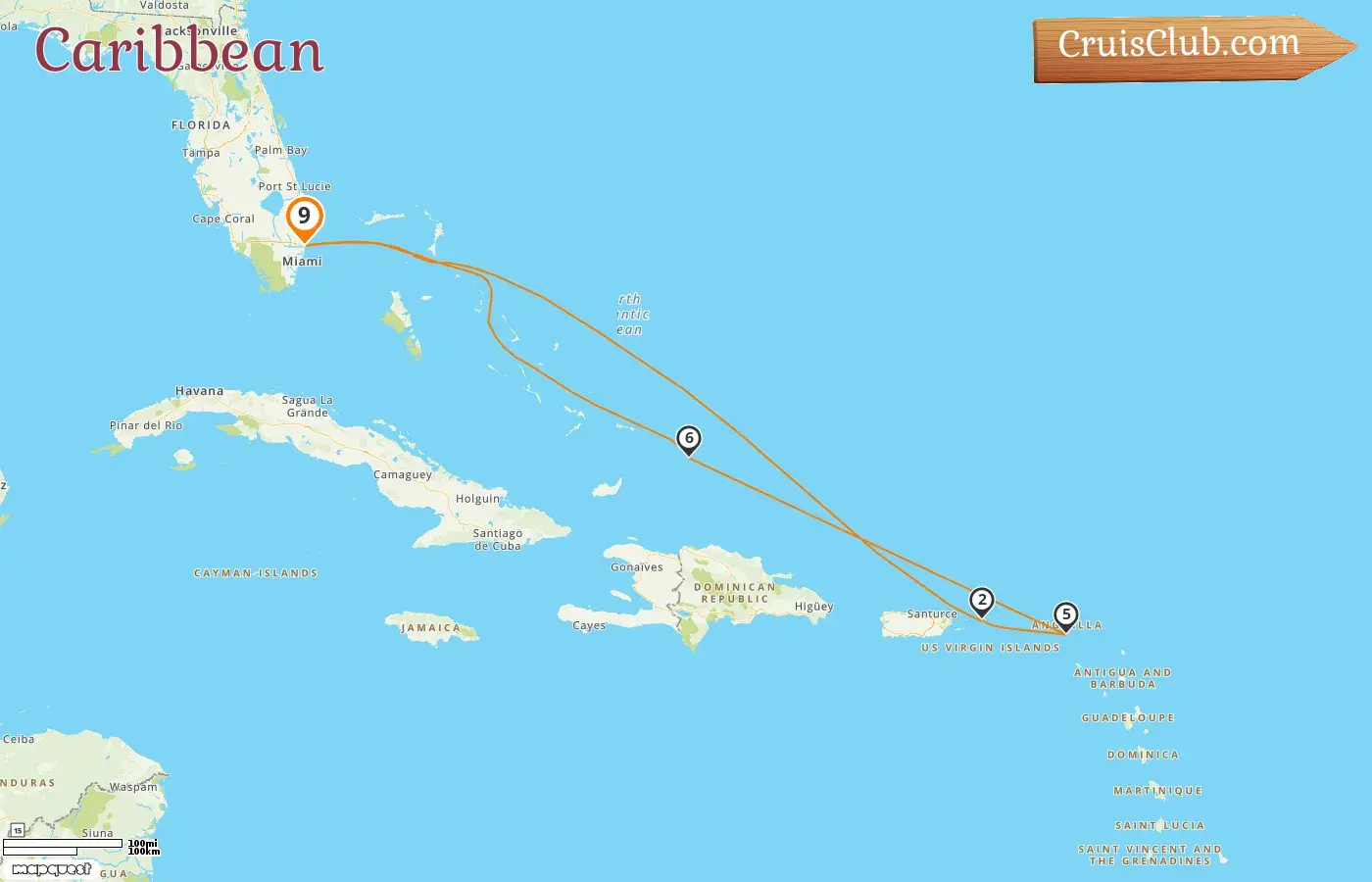 Cruise in the Caribbean from Fort Lauderdale aboard Star Princess ship with visits to USA for 9 days