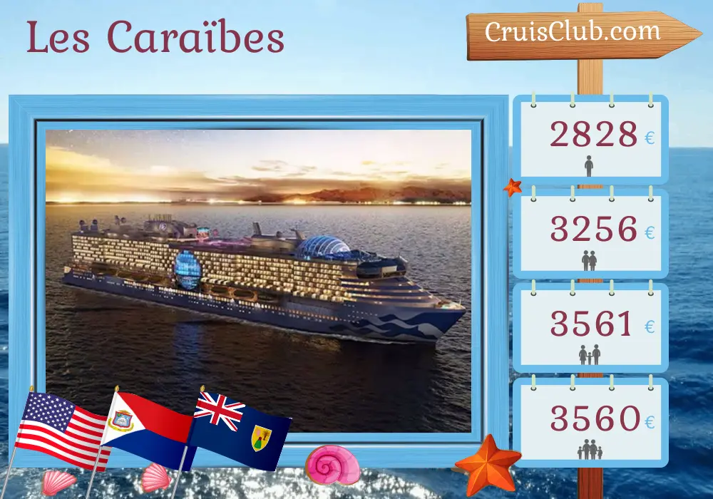 Croisière dans les Caraïbes au départ de Fort Lauderdale à bord du navire Star Princess avec visites aux États-Unis pendant 9 jours