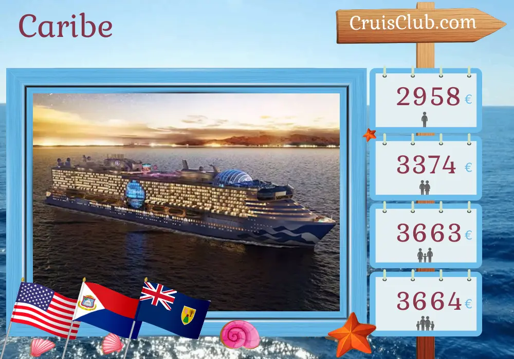 Crucero por el Caribe desde Fort Lauderdale a bordo del barco Star Princess con visitas a EE. UU. durante 9 días