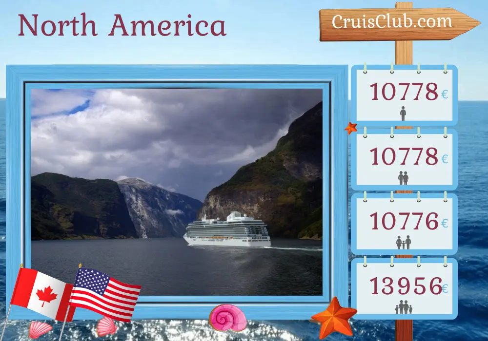 Cruise in the North America from Montreal to New York aboard Oceania Vista ship with visits to Canada and USA for 12 days