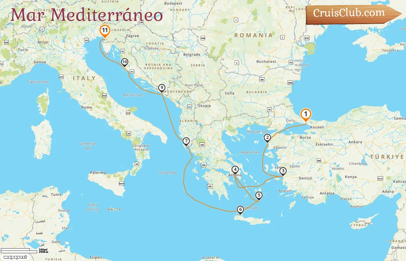 Crucero por el Mediterráneo de Estambul a Trieste a bordo del barco Oceania Allura con visitas a Turquía, Grecia, Croacia e Italia durante 11 días