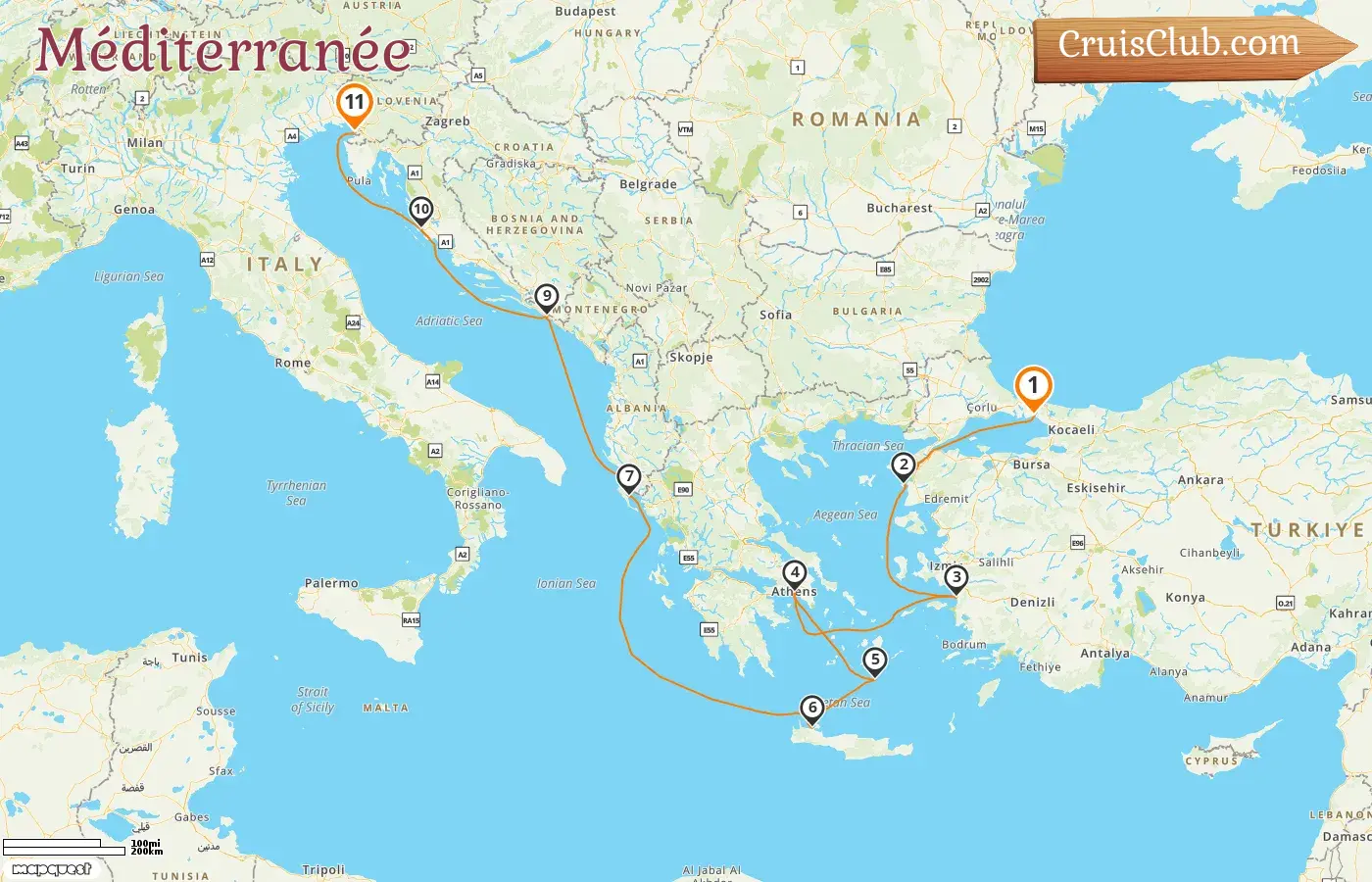 Croisière en Méditerranée d`Istanbul à Trieste à bord du navire Oceania Allura avec des visites en Turquie, en Grèce, en Croatie et en Italie pendant 11 jours