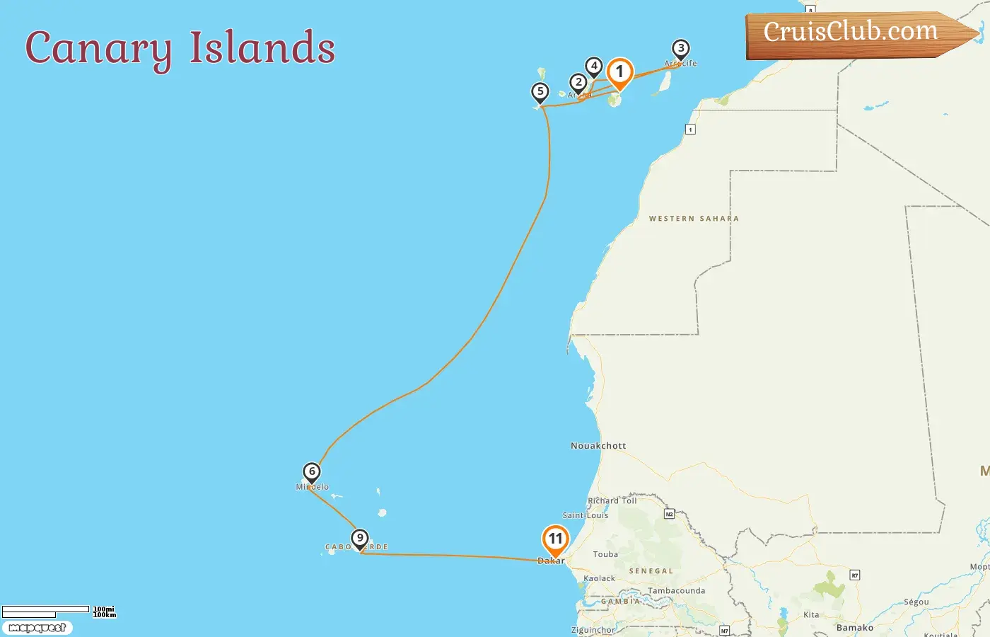 Cruise in the Canary Islands from Las Palmas to Dakar aboard Le Bougainville ship with visits to Spain and Senegal for 11 days