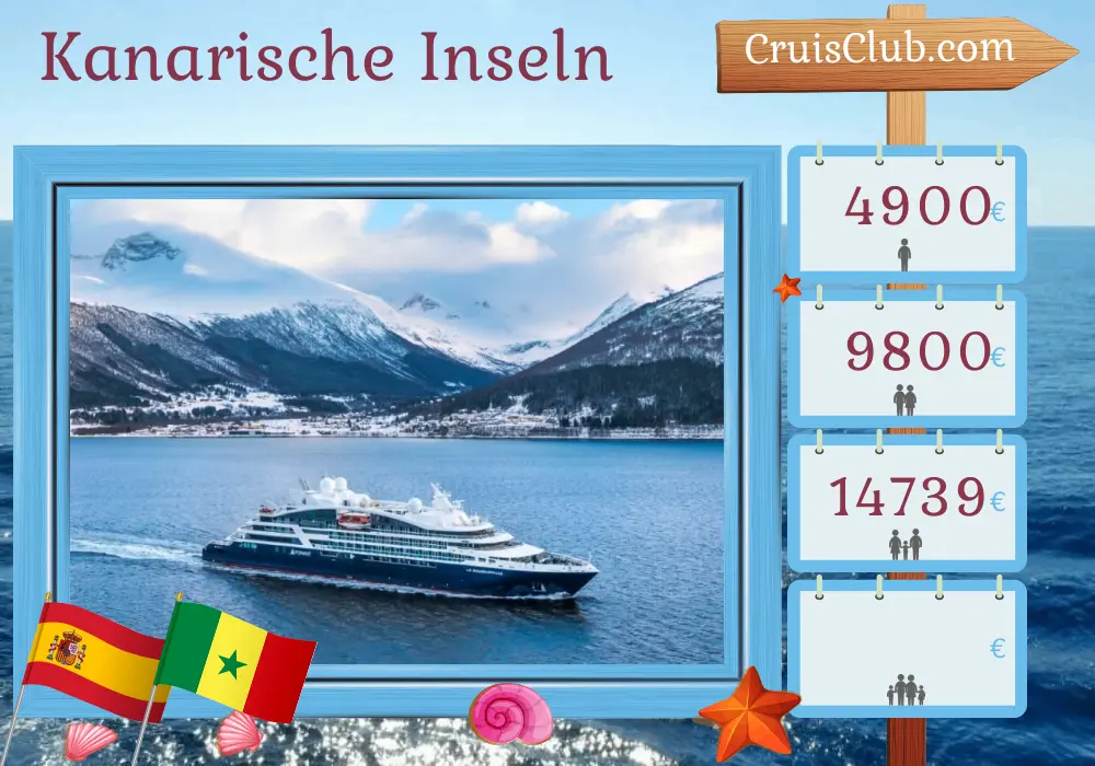 Kreuzfahrt auf den Kanarischen Inseln von Las Palmas nach Dakar an Bord des Schiffs Le Bougainville mit Besuchen in Spanien und Senegal für 11 Tage