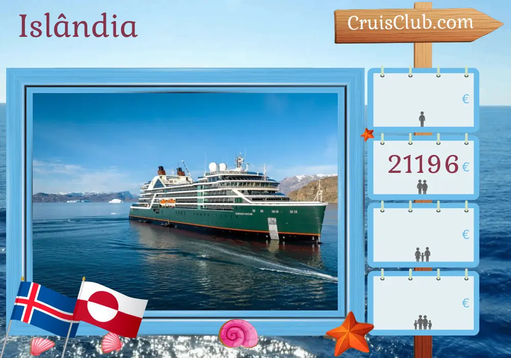 Cruzeiro na Islândia de Reykjavik a bordo do navio Seabourn Venture com visitas à Islândia e Groenlândia por 11 dias