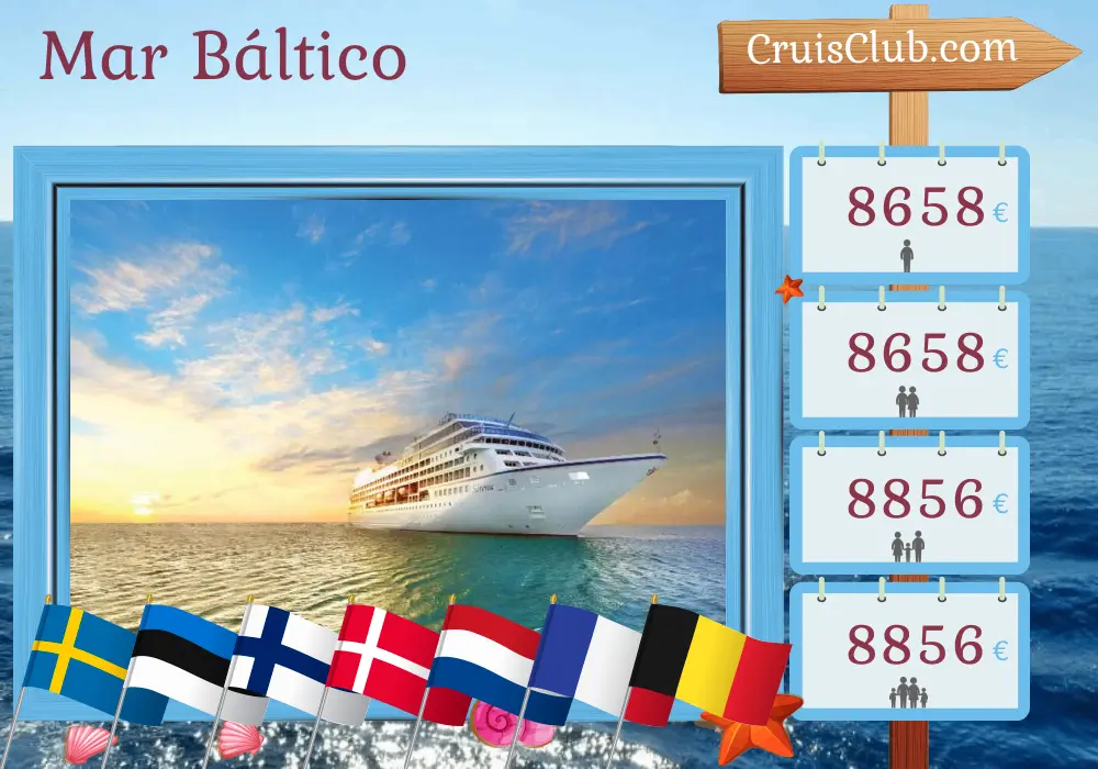 Crucero por el Mar Báltico de Estocolmo a Southampton a bordo del barco Oceania Sirena con visitas a Suecia, Estonia, Finlandia, Dinamarca, Países Bajos, Francia y Bélgica durante 13 días