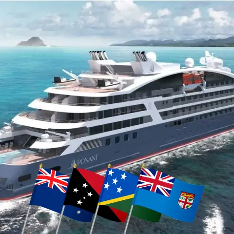 Cruise in the South Pacific from Darwin to Lautoka aboard Le Jacques Cartier ship with visits to Australia, Papua New Guinea, Vanuatu, and Fiji for 17 days