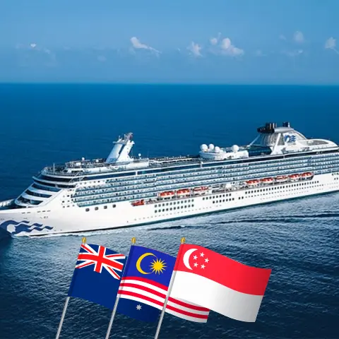 Kreuzfahrt in Australien von Sydney nach Singapur an Bord des Schiffes Coral Princess mit Stopps in Australien, Indonesien, Malaysia und Singapur für 21 Tage