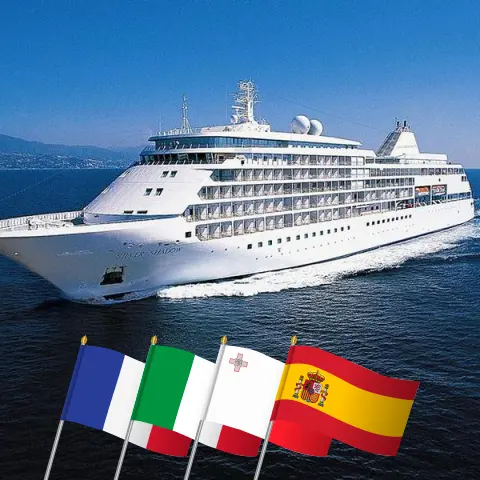 Kreuzfahrt im Mittelmeerraum ab Nizza an Bord des Schiffes Silber Schatten mit Besuchen in Frankreich, Italien, Malta und Spanien für 25 Tage