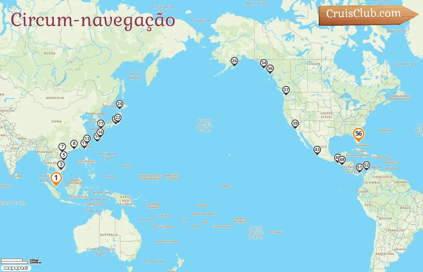 Viagem de cruzeiro pelo mundo de Singapura a Fort Lauderdale a bordo do navio Volendam com visitas a Singapura, Vietnã, Hong Kong, Taiwan, Japão, EUA, México, El Salvador, Panamá e Colômbia por 56 dias