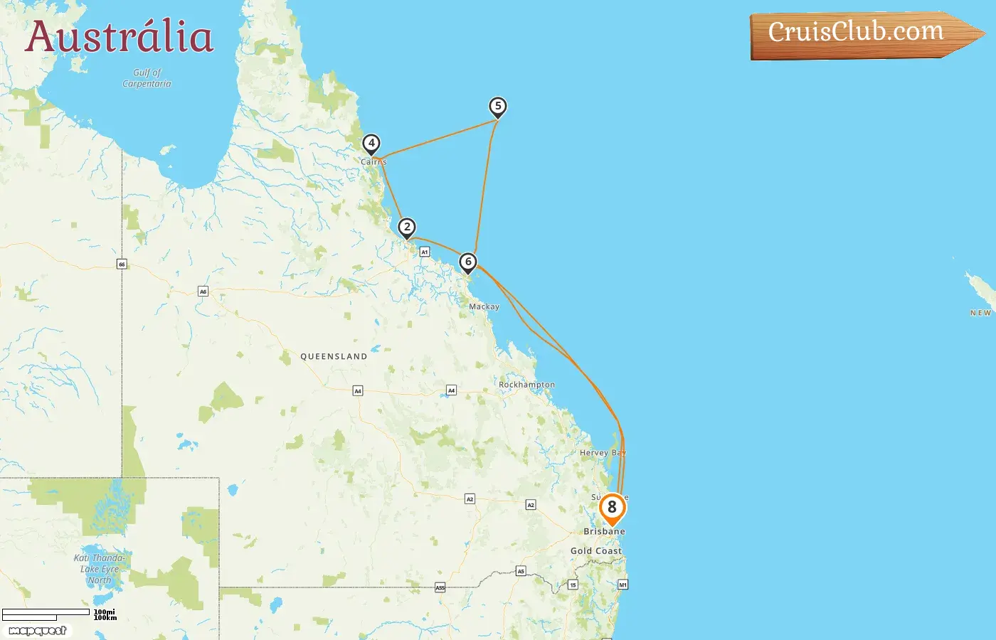 Cruzeiro na Austrália saindo de Brisbane a bordo do navio Grand Princess com visitas à Austrália por 8 dias