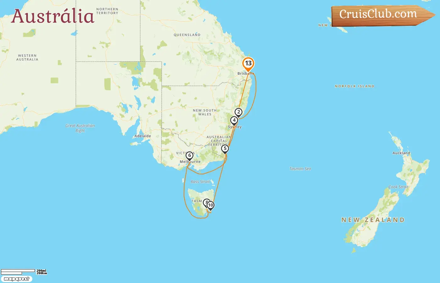 Cruzeiro na Austrália a partir de Brisbane a bordo do navio Grand Princess com visitas à Austrália por 13 dias