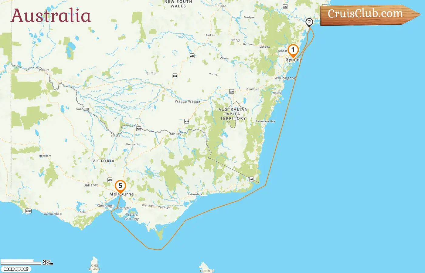 Cruise in the Australia from Sydney to Melbourne aboard Grand Princess ship with visits to Australia for 5 days