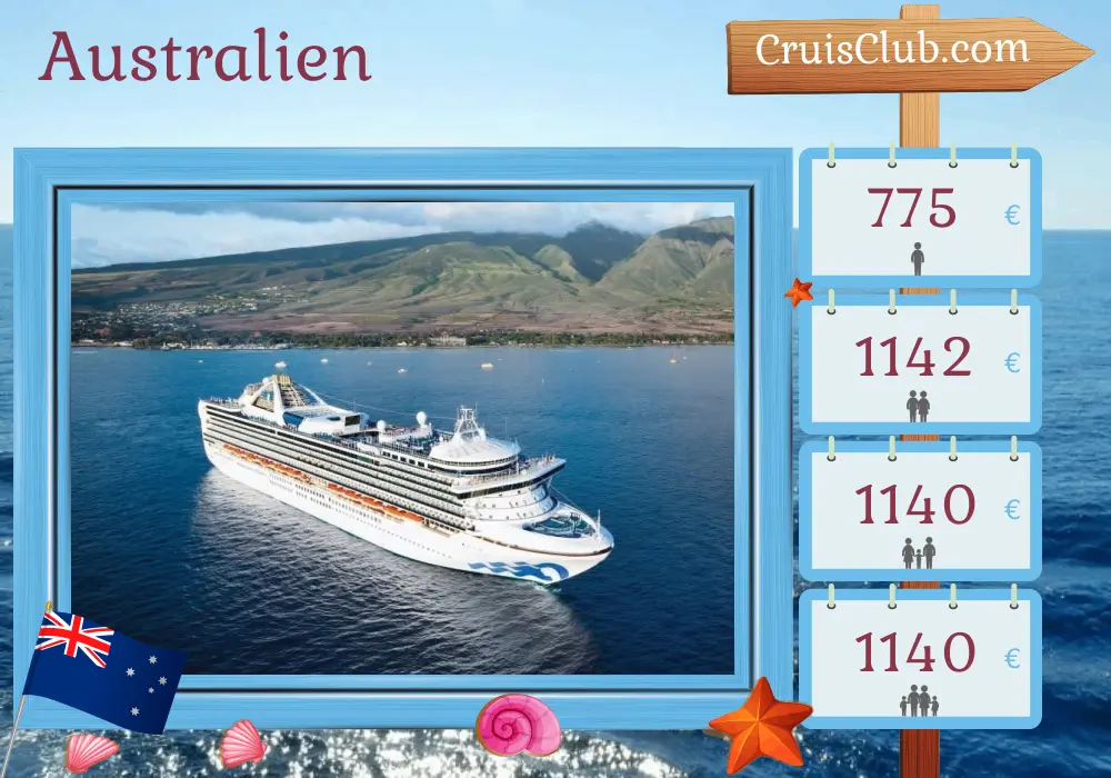 Kreuzfahrt in Australien von Sydney nach Melbourne an Bord des Schiffes Grand Princess mit Besuchen in Australien für 5 Tage