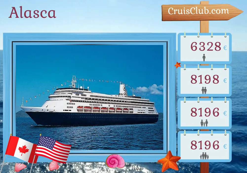 Cruzeiro no Alasca a bordo do navio Zaandam com visitas ao Canadá e EUA por 19 dias