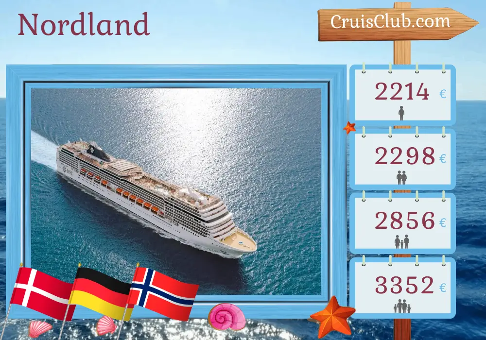 Crucero por el norte desde Copenhague a bordo del barco MSC Magnifica con visitas a Dinamarca, Alemania y Noruega durante 8 días