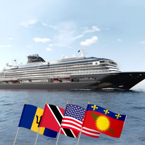Cruise in the Eastern Caribbean from Bridgetown aboard EXPLORA I ship with visits to Barbados, Trinidad and Tobago, USA, British Virgin Islands, and Guadeloupe for 14 days