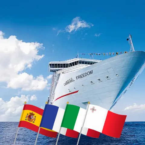 Круиз по Средиземноморью из Барселоны на судне Carnival Freedom с посещениями Испании, Франции, Италии и Мальты на 9 дней