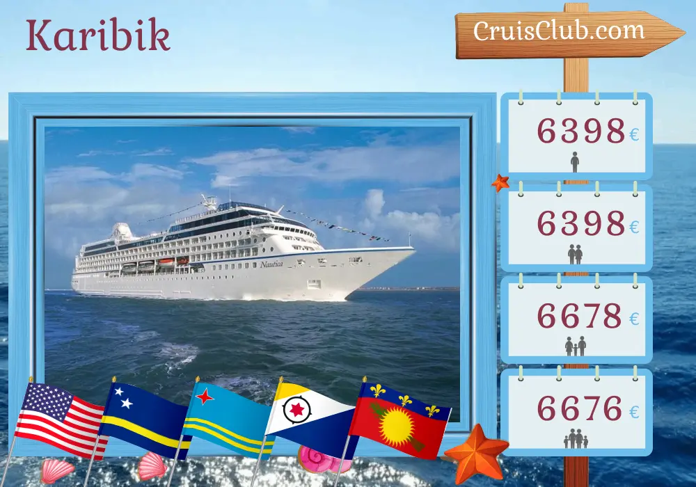 Kreuzfahrt in der Karibik ab Miami an Bord des Schiffes Oceania Nautica mit Besuchen in den USA, Curaçao, Aruba, Guadeloupe und den British Virgin Islands für 13 Tage