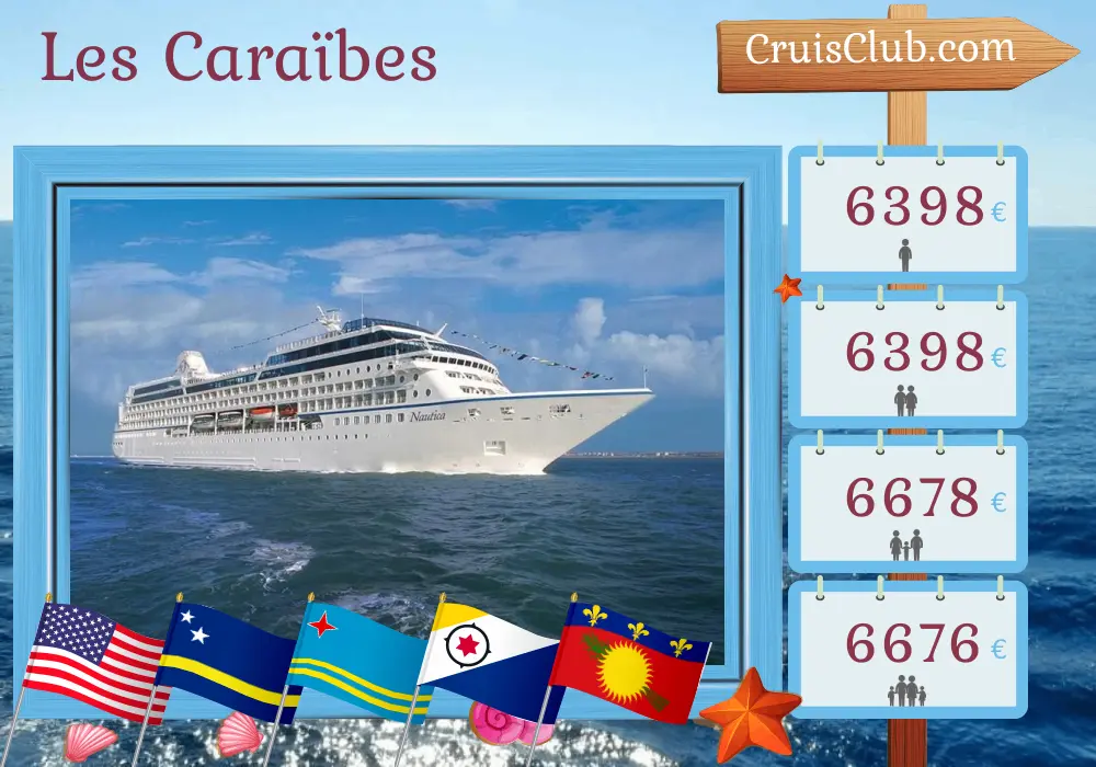 Croisière dans les Caraïbes depuis Miami à bord du navire Oceania Nautica avec escales aux États-Unis, à Curaçao, Aruba, en Guadeloupe et aux Îles Vierges britanniques pendant 13 jours