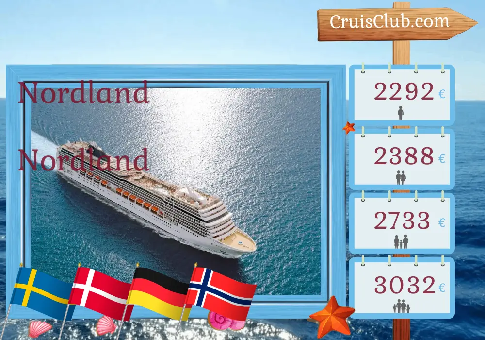 Cruzeiro no Norte de Estocolmo para Oslo a bordo do navio MSC Magnifica com visitas à Suécia, Dinamarca, Alemanha e Noruega por 9 dias