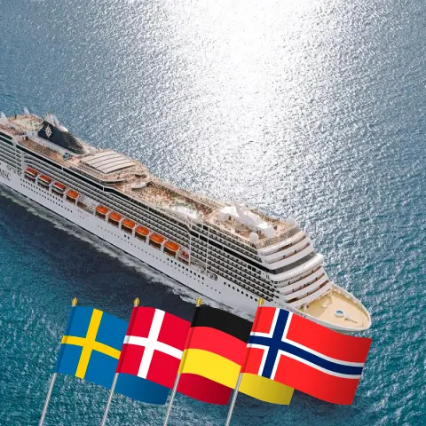 Cruzeiro no Norte de Estocolmo para Oslo a bordo do navio MSC Magnifica com visitas à Suécia, Dinamarca, Alemanha e Noruega por 9 dias