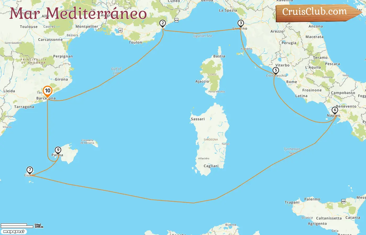 Crucero en el Mediterráneo desde Barcelona a bordo del barco Norwegian Breakaway con visitas a España, Francia e Italia durante 10 días