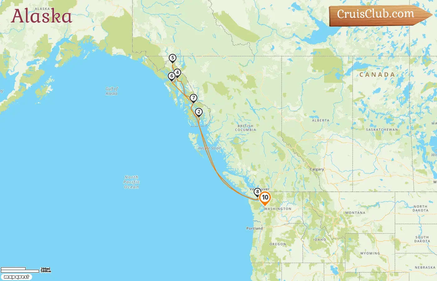 Croisière en Alaska au départ de Seattle à bord du navire Oceania Riviera avec escales aux États-Unis et au Canada pendant 10 jours
