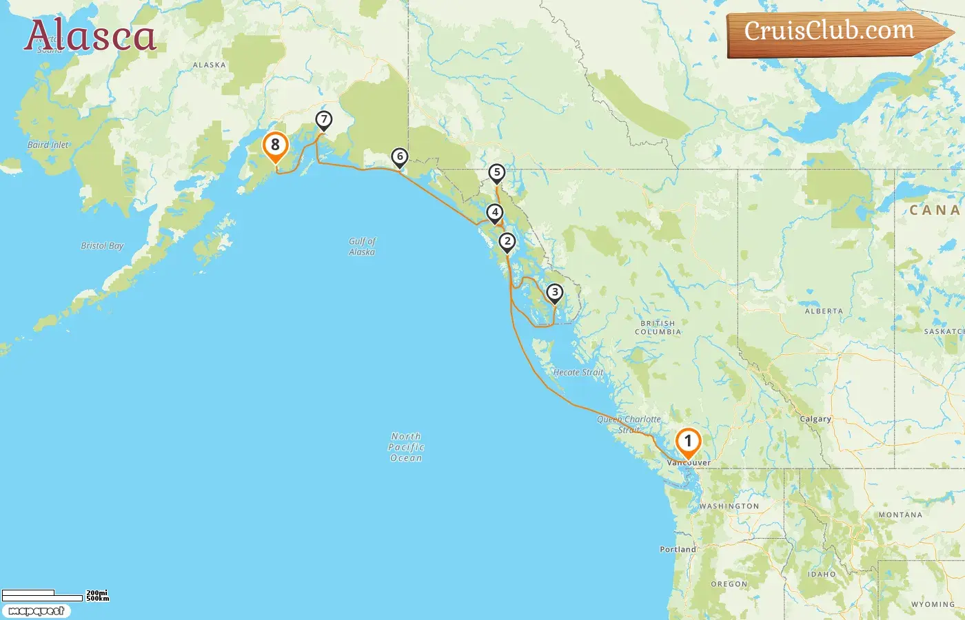 Cruzeiro no Alasca de Vancouver a Anchorage a bordo do navio Silver Whisper com visitas ao Canadá e EUA por 8 dias