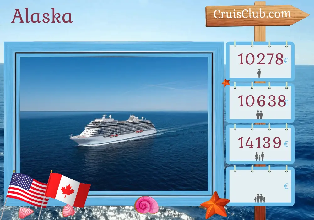 Crucero en Alaska desde Anchorage a Vancouver a bordo del barco Seven Seas Explorer con visitas a EE. UU. y Canadá durante 8 días