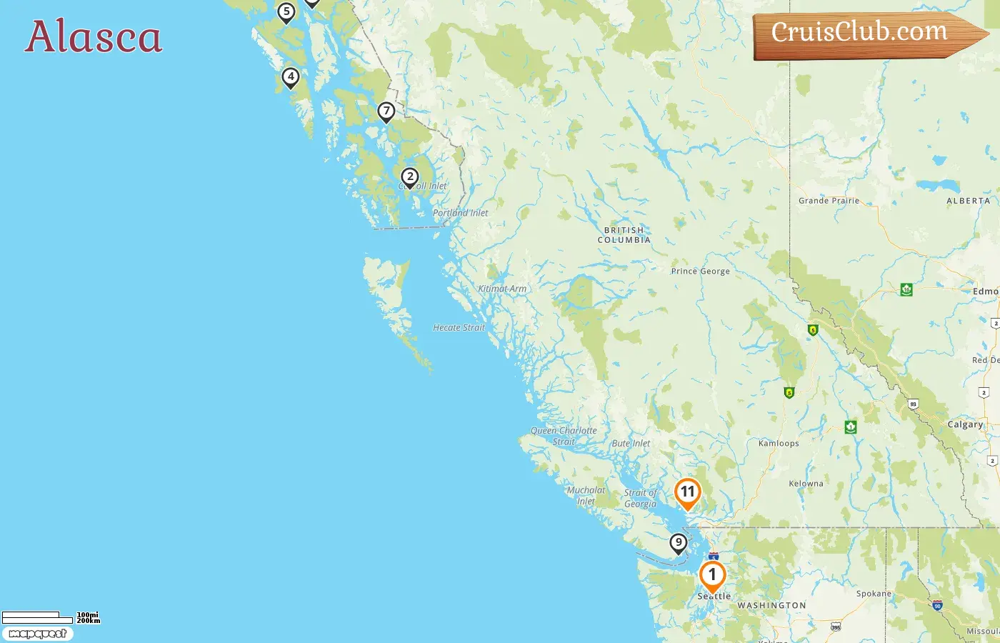 Cruzeiro no Alasca de Seattle para Vancouver a bordo do navio Oceania Riviera com visitas aos EUA e Canadá por 11 dias