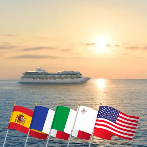 Kreuzfahrt über den Atlantik von Tarragona nach Miami an Bord des Oceania Allura Schiffs mit Stopps in Spanien, Frankreich, Italien, Malta, Tunesien, Marokko, Puerto Rico und den USA für 33 Tage