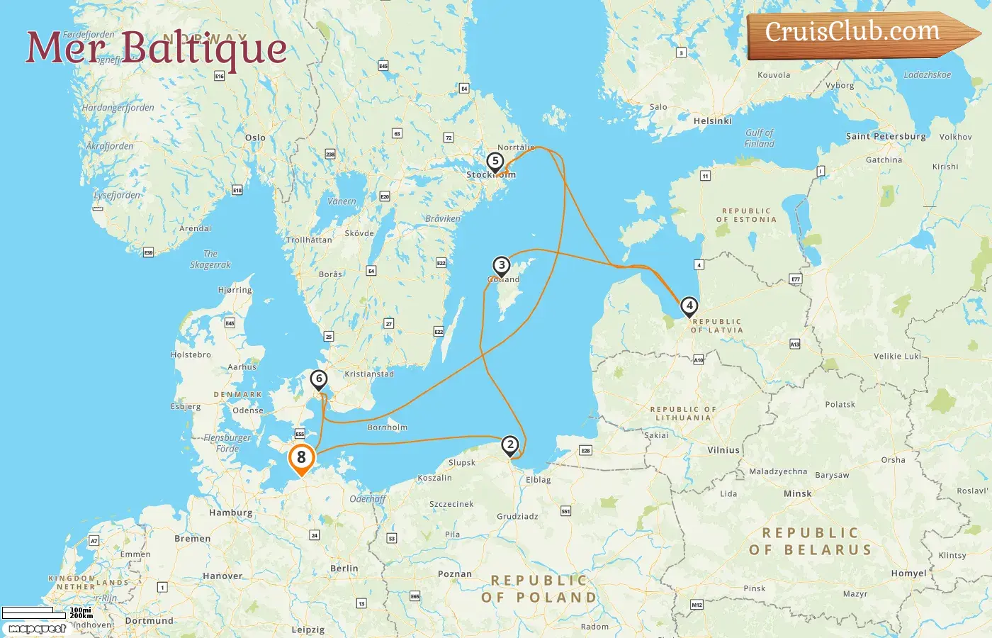 Croisière dans la mer Baltique au départ de Warnemünde à bord du navire MSC Magnifica avec escales en Allemagne, Pologne, Suède, Lettonie et Danemark pendant 8 jours