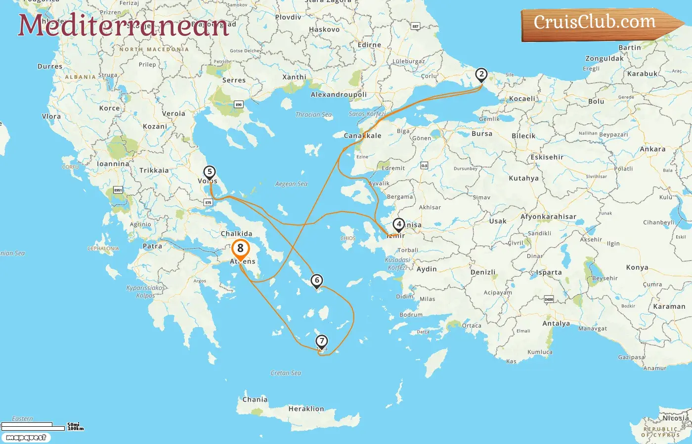 Cruise in the Mediterranean from Piraeus aboard Costa Fortuna ship with visits to Greece and Turkey for 8 days