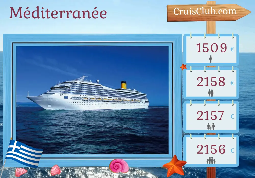 Croisière en Méditerranée au départ du Pirée à bord du navire Costa Fortuna avec des visites en Grèce et en Turquie pendant 8 jours