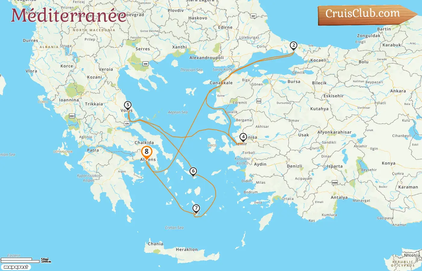 Croisière en Méditerranée au départ du Pirée à bord du navire Costa Fortuna avec des visites en Grèce et en Turquie pendant 8 jours