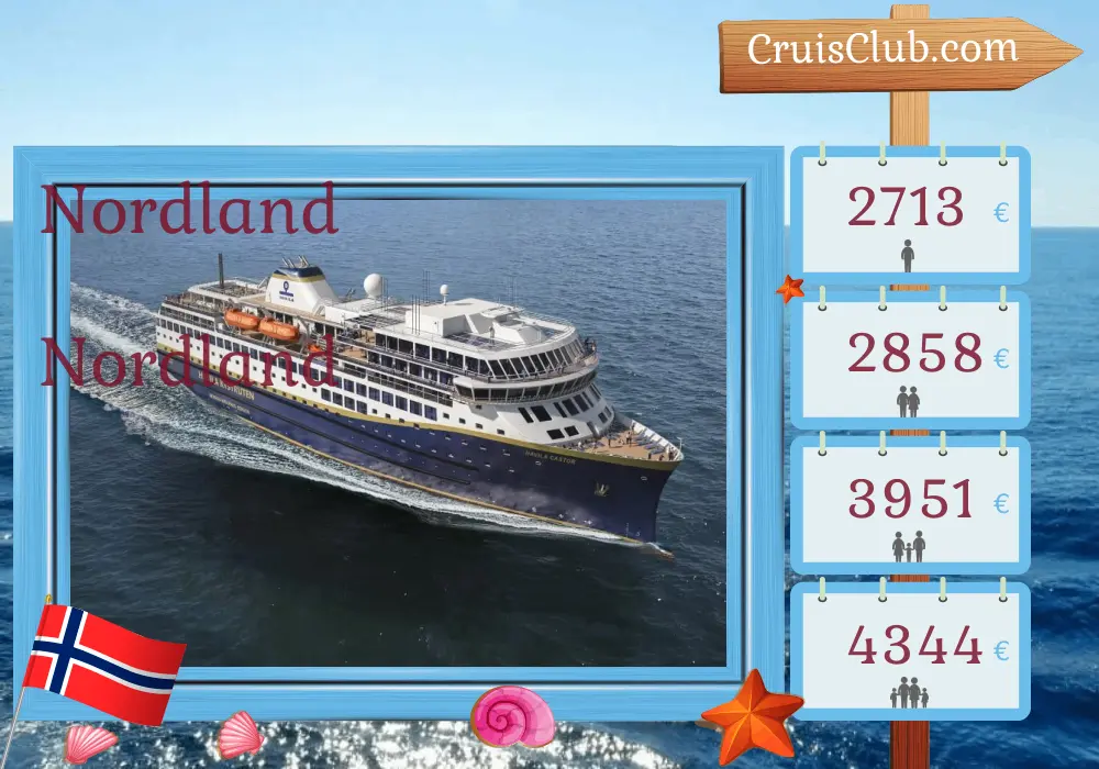 Cruzeiro no Norte das Montanhas a bordo do navio Havila Castor com visitas à Noruega por 12 dias