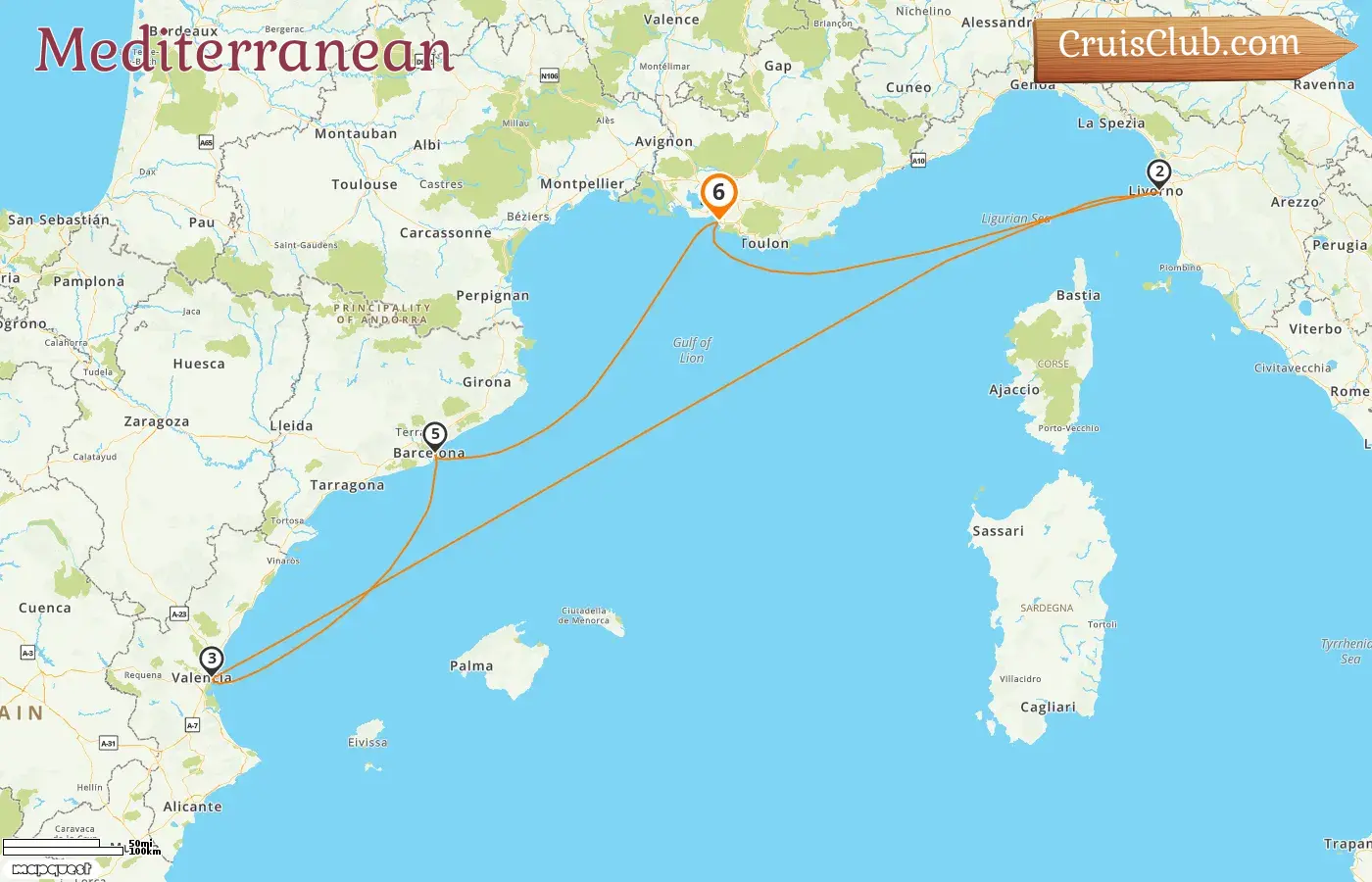 Cruise in the Mediterranean from Marseille aboard MSC Orchestra ship with visits to France, Italy, and Spain for 6 days