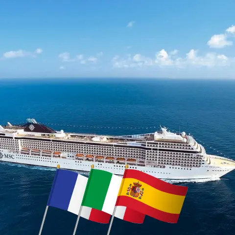 Croisière en Méditerranée au départ de Marseille à bord du navire MSC Orchestra avec des escales en France, en Italie et en Espagne pendant 6 jours